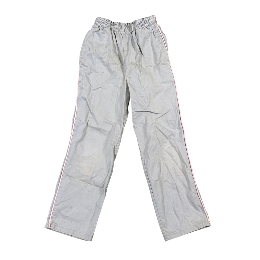 Vintage Health-tex Girls Gray Pink Piping Elastic Waist Pants Size 6X USA Made